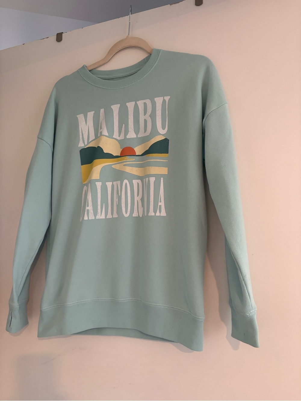 abercrombie kids pale aqua Malibu crewneck sweatshirt NWOT Sz 13/14